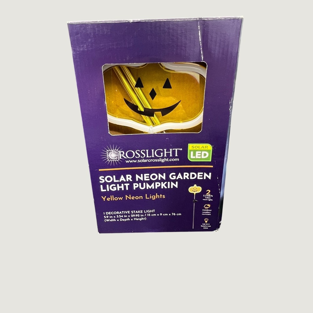 Crosslight Solar Neon Garden Light Pumpkin Yellow Halloween Stake FGA2350 NEW
